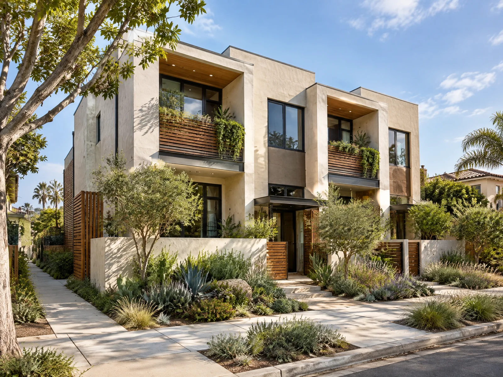 Illustrative architectural study of a small multi-unit infill residence in San Diego